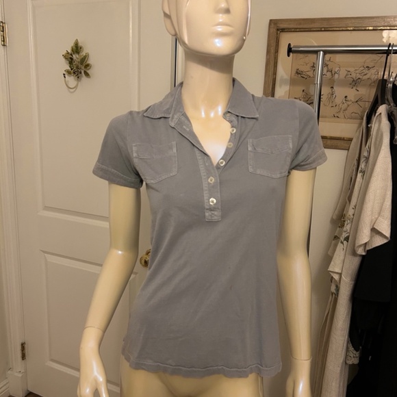 Ralph Lauren short  sleeve v-neck button blouse with dual front pockets - Picture 2 of 8